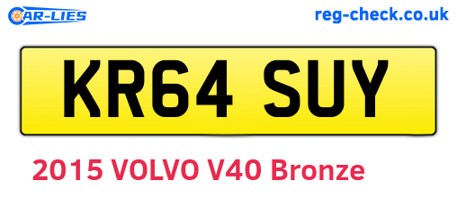 KR64SUY are the vehicle registration plates.