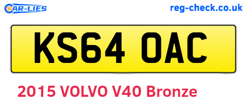 KS64OAC are the vehicle registration plates.