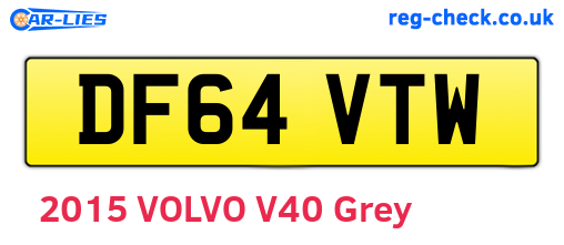 DF64VTW are the vehicle registration plates.