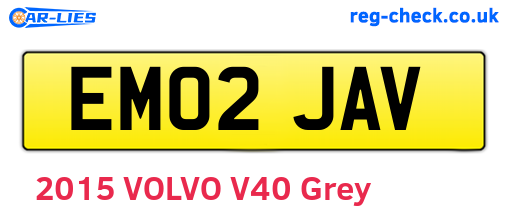 EM02JAV are the vehicle registration plates.