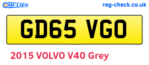 GD65VGO are the vehicle registration plates.