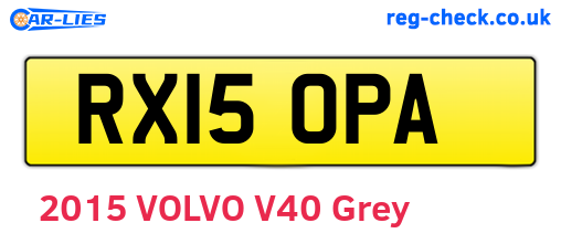 RX15OPA are the vehicle registration plates.