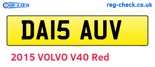 DA15AUV are the vehicle registration plates.