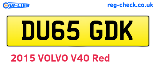 DU65GDK are the vehicle registration plates.
