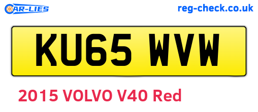 KU65WVW are the vehicle registration plates.