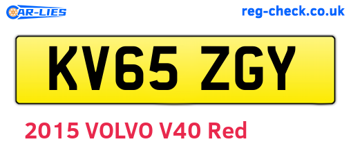 KV65ZGY are the vehicle registration plates.