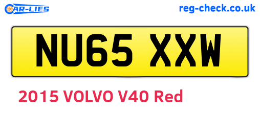 NU65XXW are the vehicle registration plates.