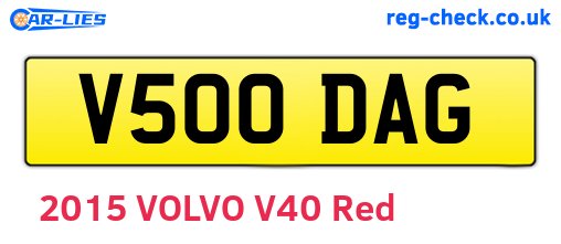 V500DAG are the vehicle registration plates.