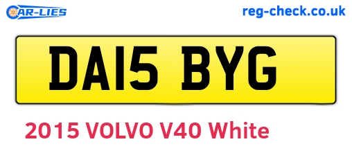 DA15BYG are the vehicle registration plates.