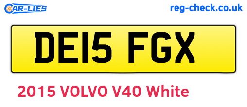 DE15FGX are the vehicle registration plates.