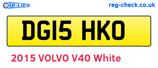 DG15HKO are the vehicle registration plates.