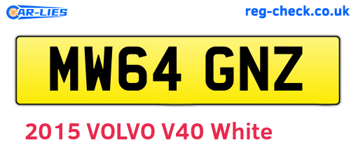 MW64GNZ are the vehicle registration plates.