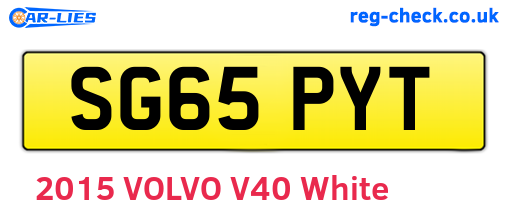 SG65PYT are the vehicle registration plates.