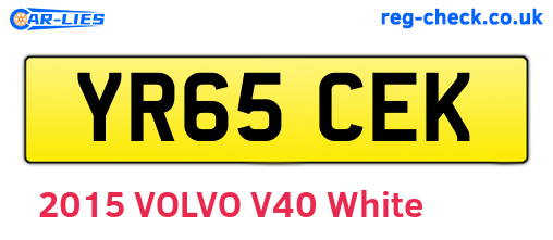 YR65CEK are the vehicle registration plates.