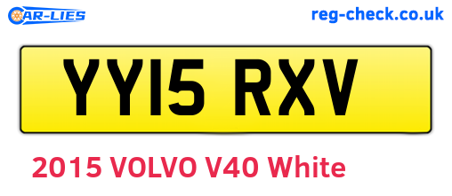 YY15RXV are the vehicle registration plates.