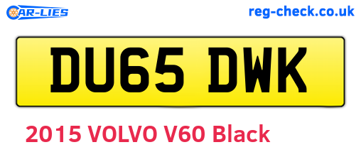 DU65DWK are the vehicle registration plates.