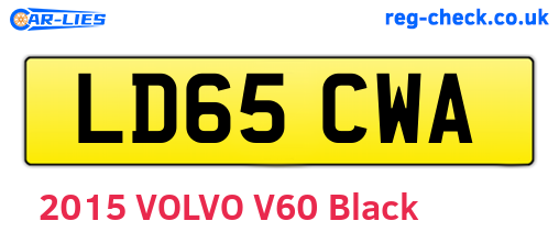 LD65CWA are the vehicle registration plates.