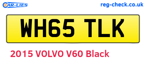 WH65TLK are the vehicle registration plates.