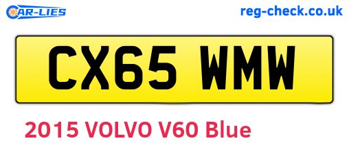 CX65WMW are the vehicle registration plates.