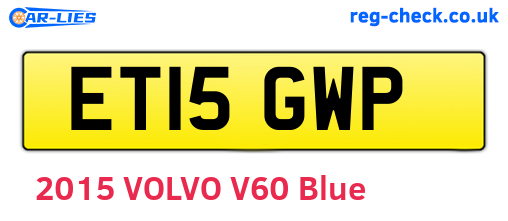 ET15GWP are the vehicle registration plates.