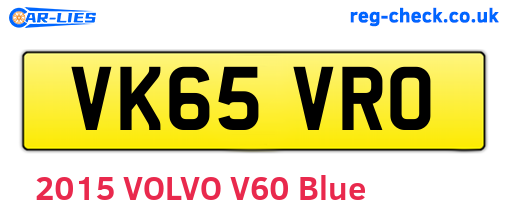 VK65VRO are the vehicle registration plates.