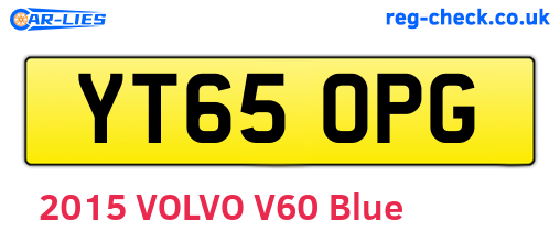 YT65OPG are the vehicle registration plates.
