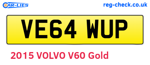VE64WUP are the vehicle registration plates.
