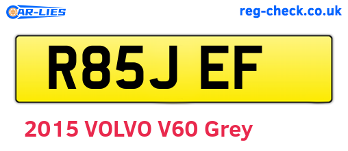 R85JEF are the vehicle registration plates.