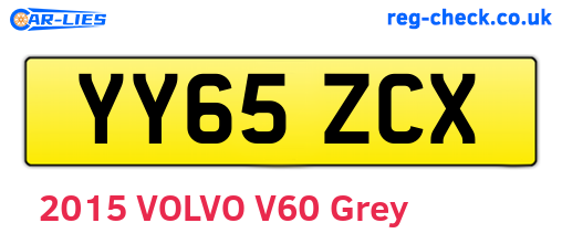 YY65ZCX are the vehicle registration plates.