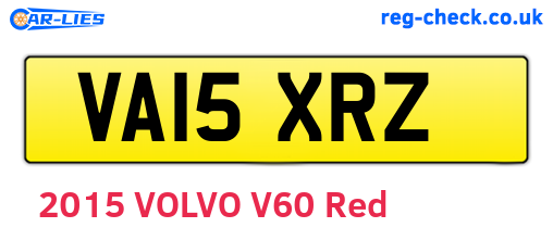 VA15XRZ are the vehicle registration plates.