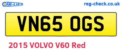 VN65OGS are the vehicle registration plates.
