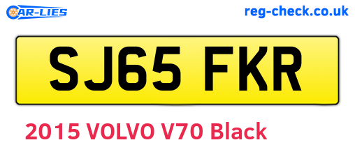 SJ65FKR are the vehicle registration plates.