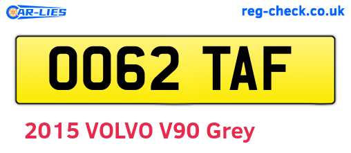 OO62TAF are the vehicle registration plates.