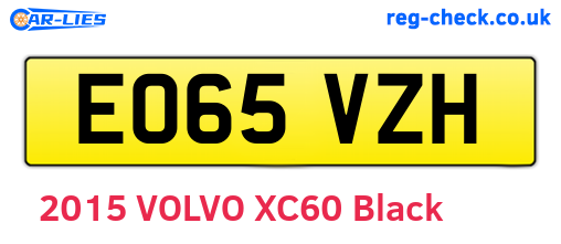 EO65VZH are the vehicle registration plates.
