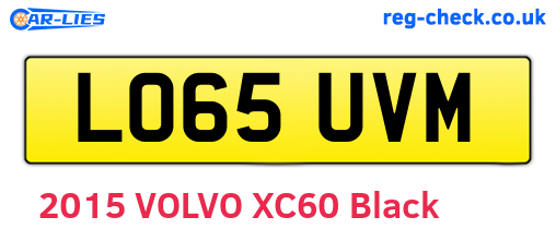 LO65UVM are the vehicle registration plates.