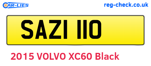 SAZ1110 are the vehicle registration plates.