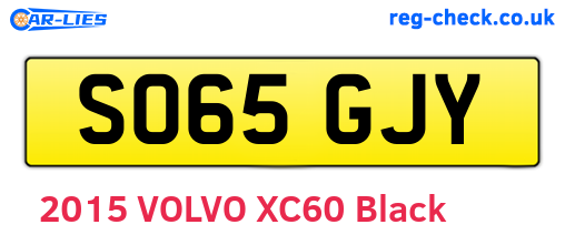 SO65GJY are the vehicle registration plates.