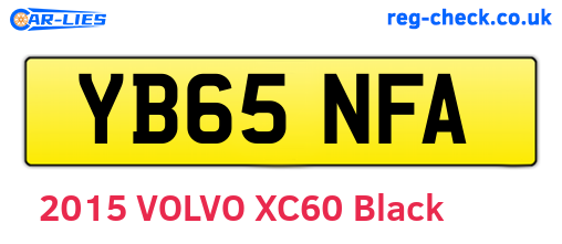 YB65NFA are the vehicle registration plates.