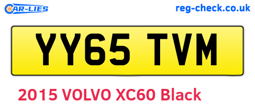 YY65TVM are the vehicle registration plates.
