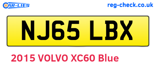 NJ65LBX are the vehicle registration plates.