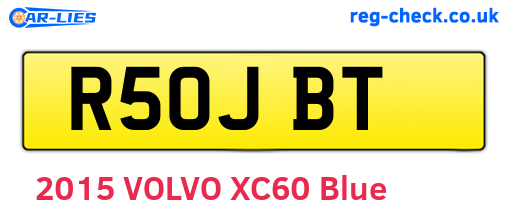 R50JBT are the vehicle registration plates.