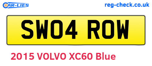 SW04ROW are the vehicle registration plates.