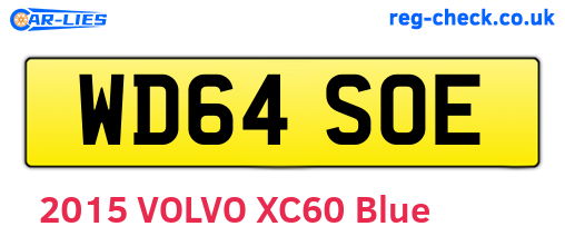 WD64SOE are the vehicle registration plates.