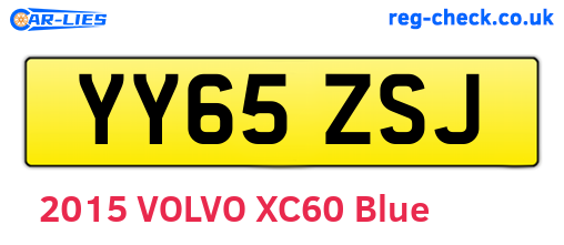 YY65ZSJ are the vehicle registration plates.