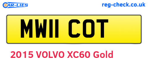 MW11COT are the vehicle registration plates.