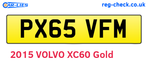 PX65VFM are the vehicle registration plates.