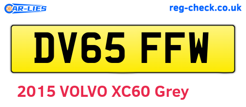 DV65FFW are the vehicle registration plates.