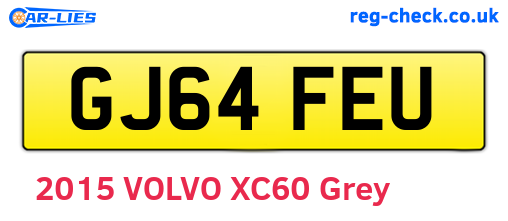 GJ64FEU are the vehicle registration plates.