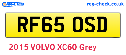RF65OSD are the vehicle registration plates.