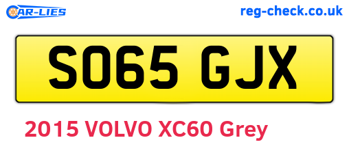SO65GJX are the vehicle registration plates.